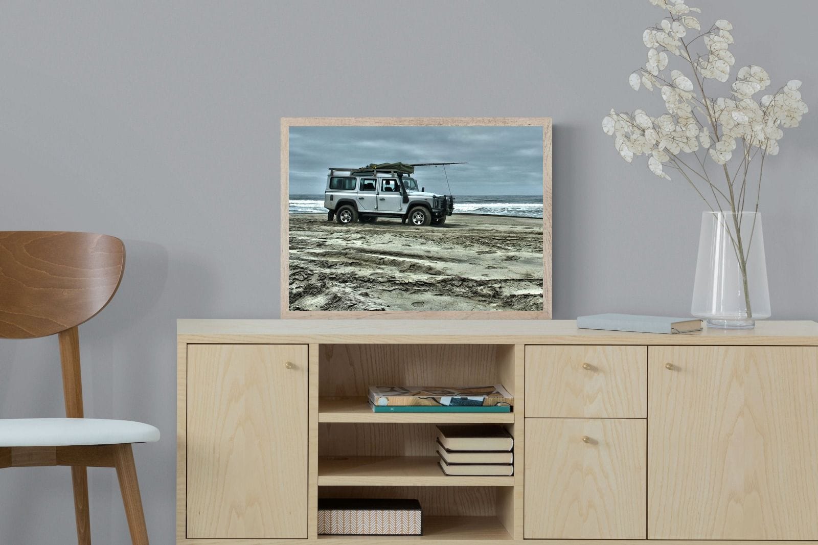 Defender at the Beach-Wall_Art-60 x 45cm-Mounted Canvas-Wood-Pixalot