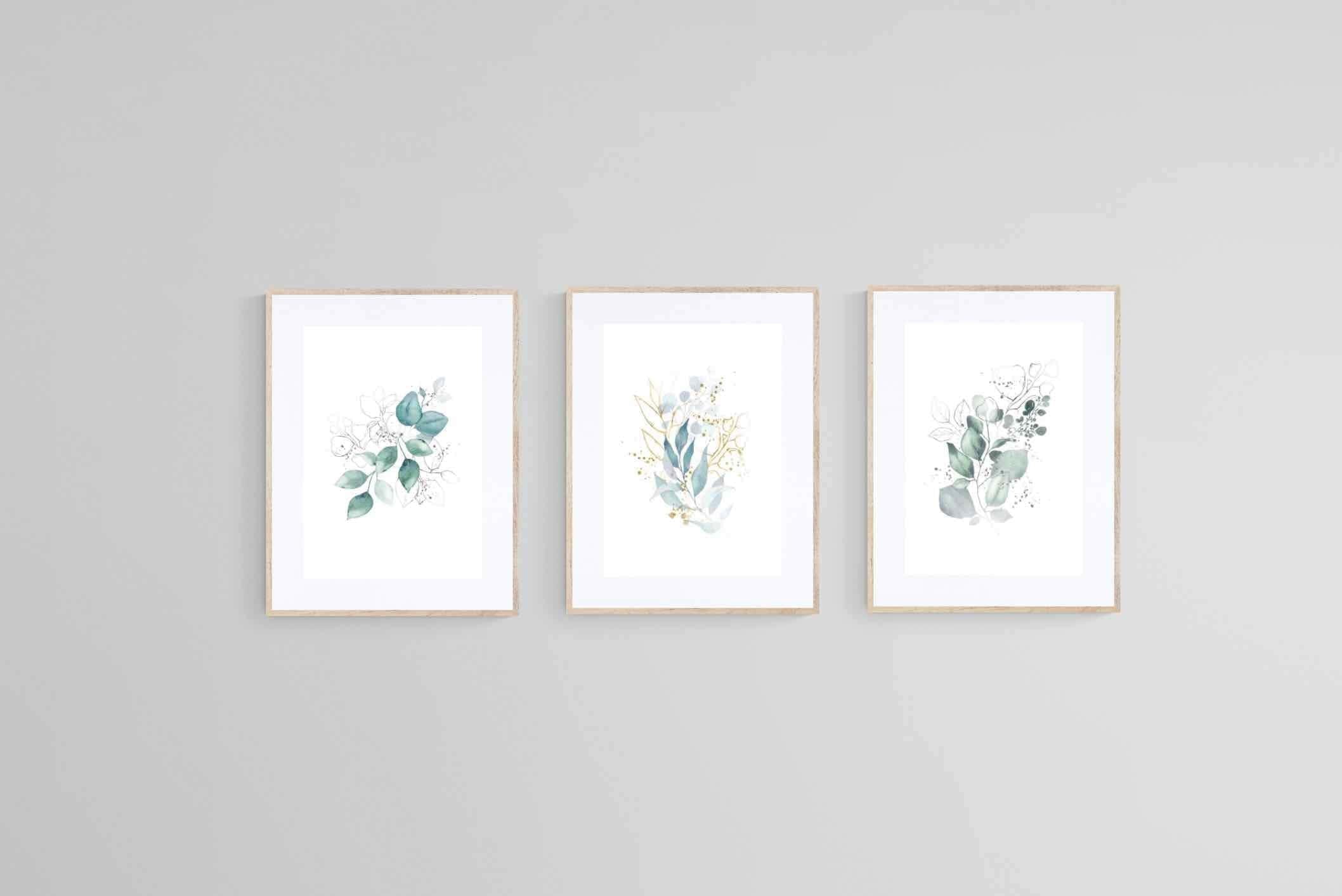 Delicate Blue Set-Wall_Art-60 x 80cm (x3)-Framed Print-Wood-Pixalot