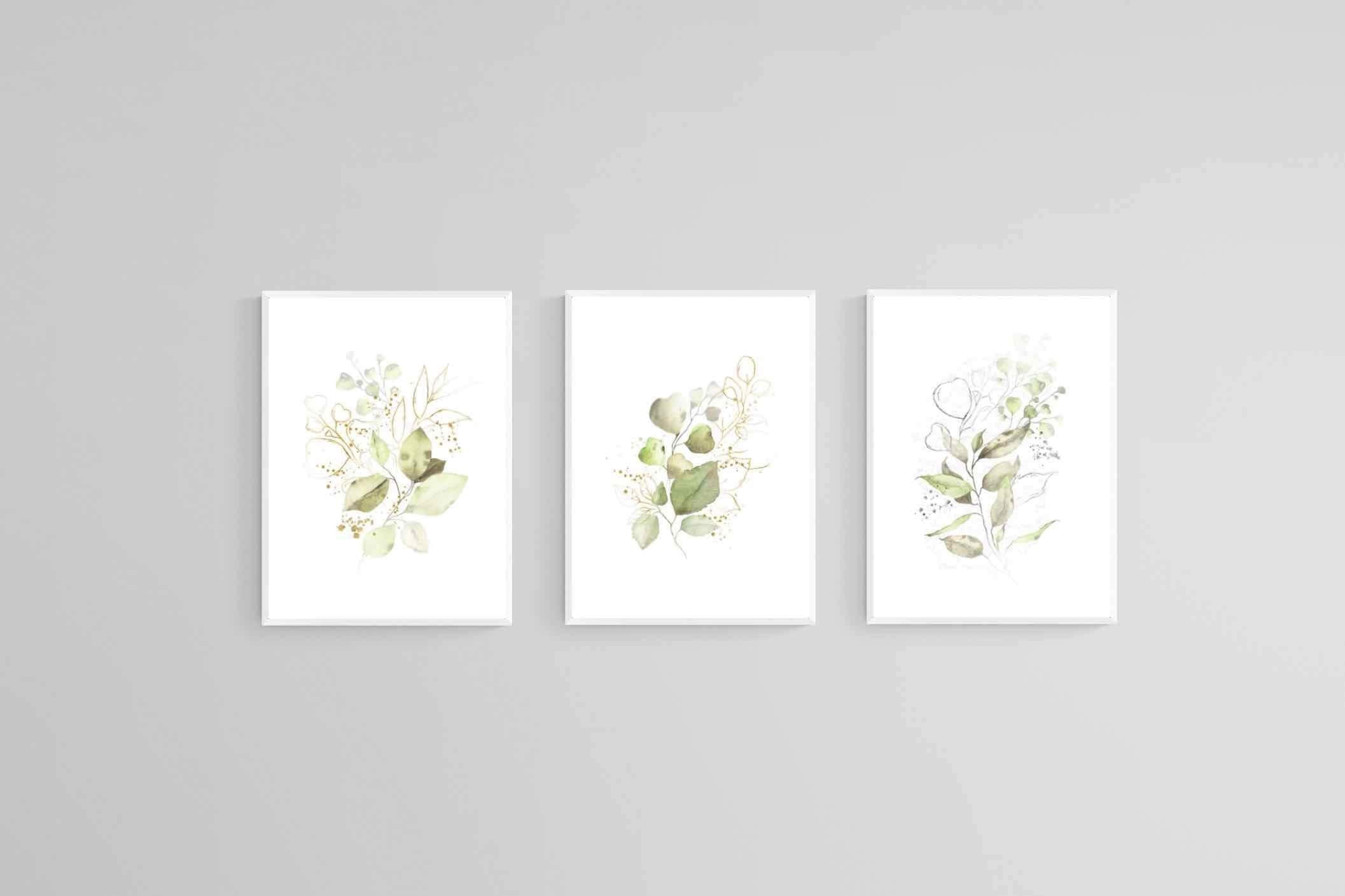 Delicate Green Set-Wall_Art-45 x 60cm (x3)-Mounted Canvas-White-Pixalot