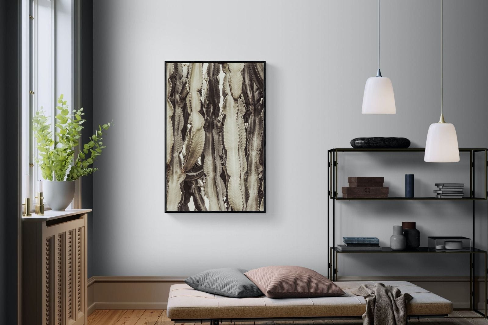 Desert Foliage-Wall_Art-100 x 150cm-Mounted Canvas-Black-Pixalot