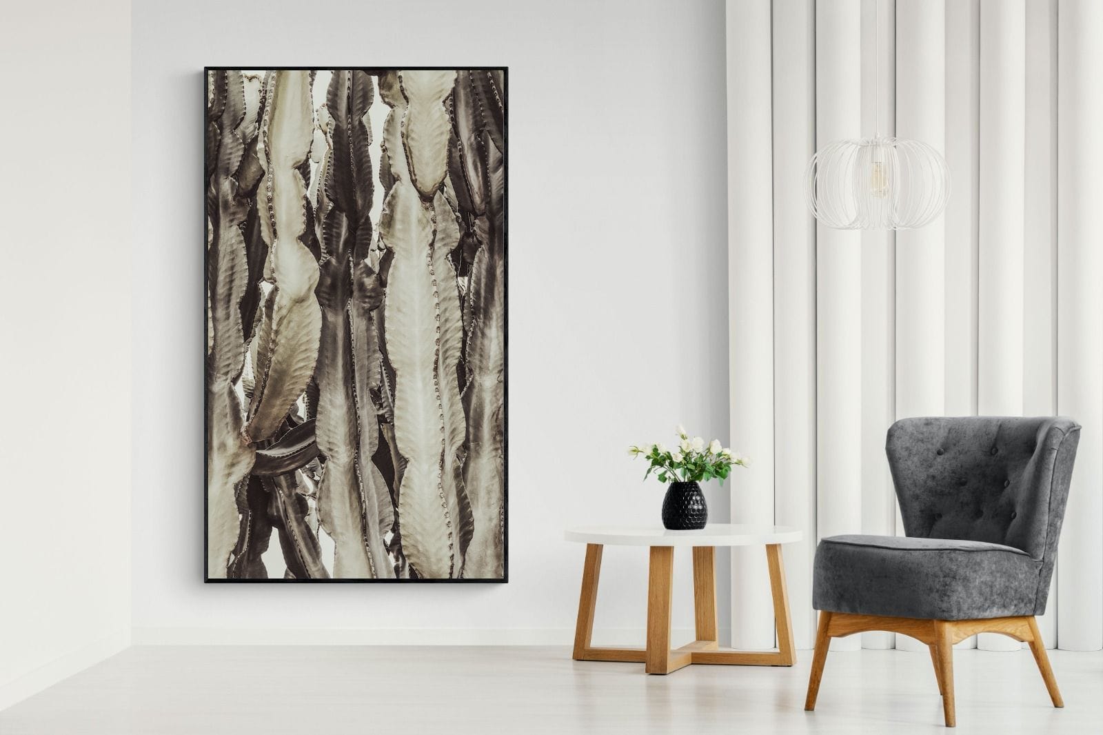 Desert Foliage-Wall_Art-130 x 220cm-Mounted Canvas-Black-Pixalot