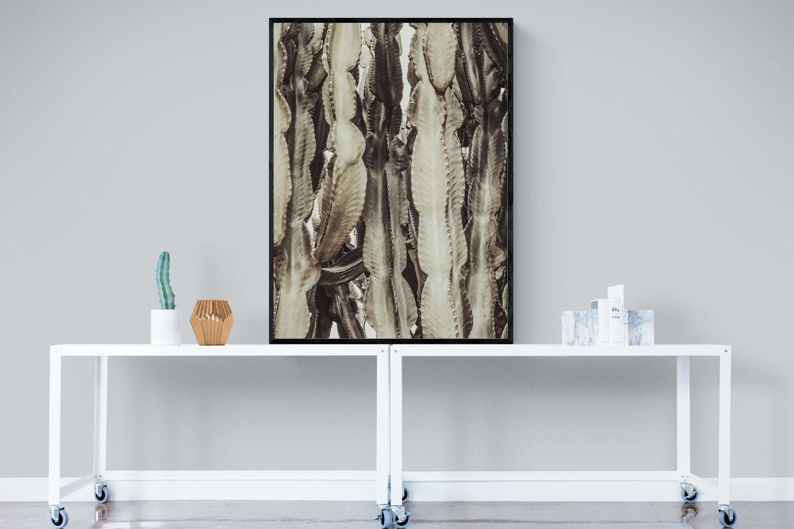 Desert Foliage-Wall_Art-90 x 120cm-Mounted Canvas-Black-Pixalot
