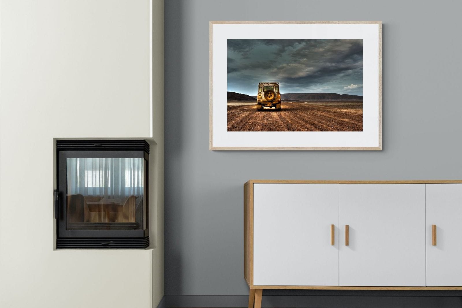 Desert Road Defender-Wall_Art-100 x 75cm-Framed Print-Wood-Pixalot