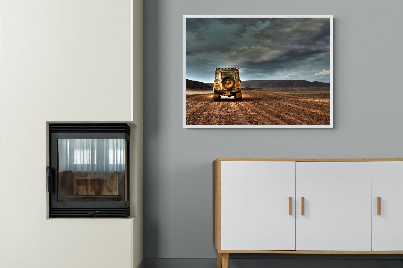Desert Road Defender-Wall_Art-100 x 75cm-Mounted Canvas-White-Pixalot