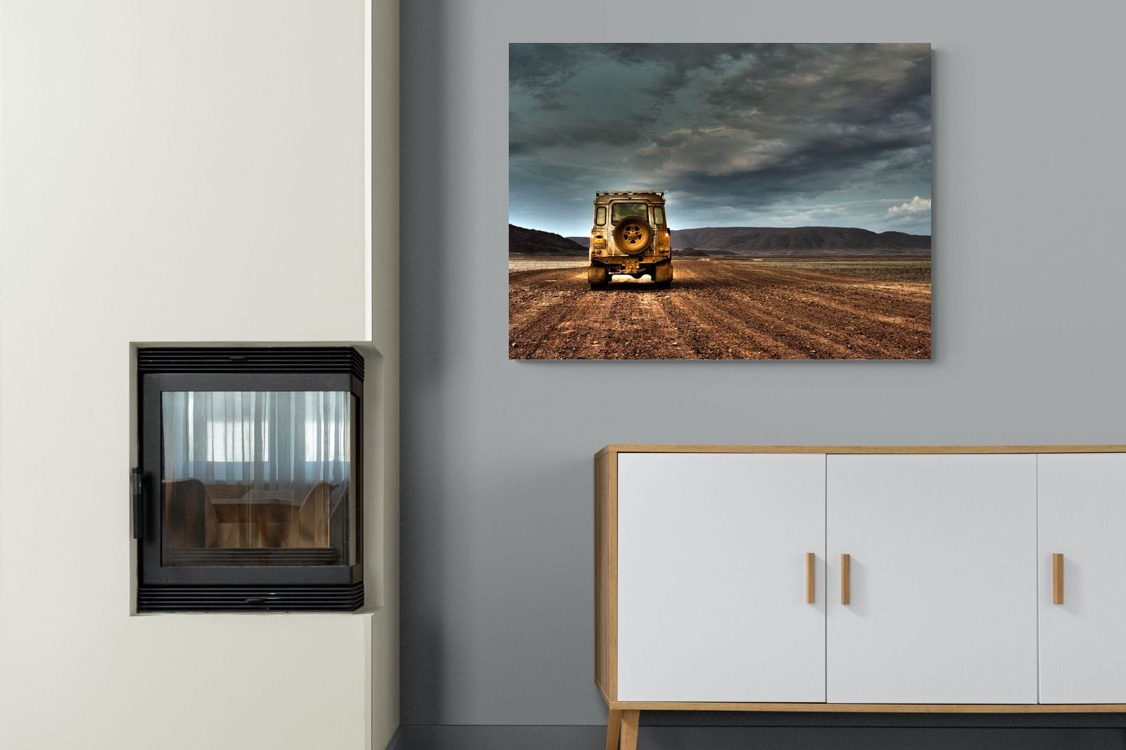Desert Road Defender-Wall_Art-100 x 75cm-Mounted Canvas-No Frame-Pixalot