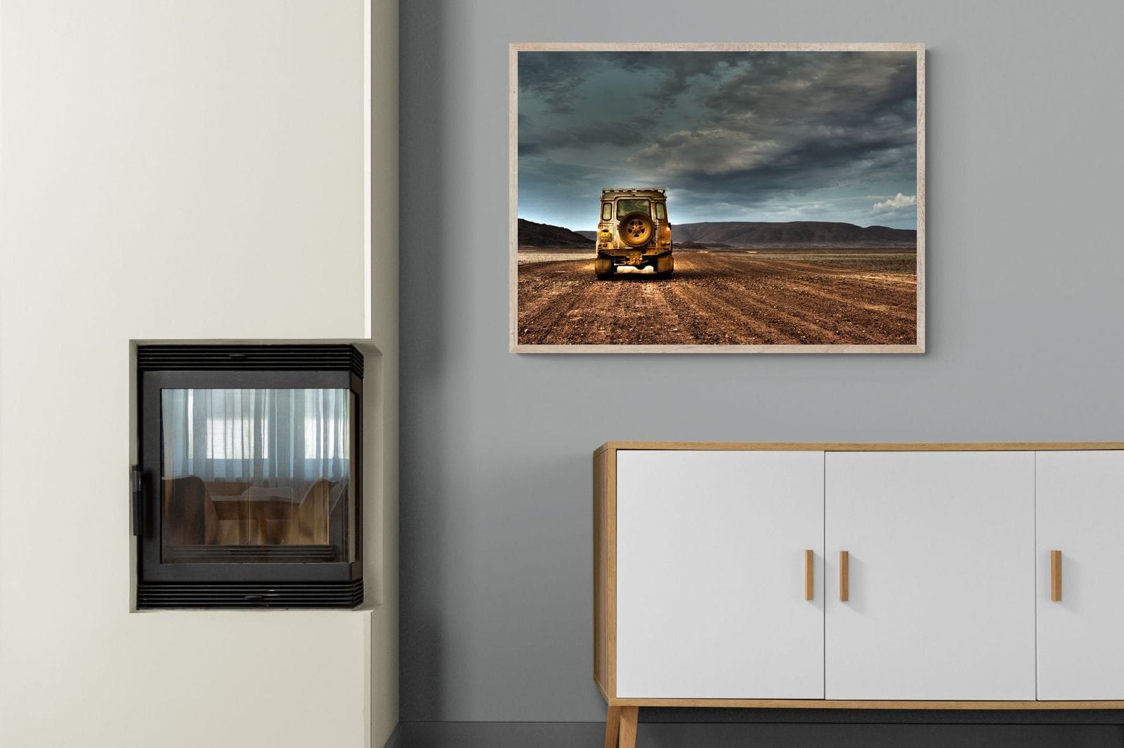 Desert Road Defender-Wall_Art-100 x 75cm-Mounted Canvas-Wood-Pixalot