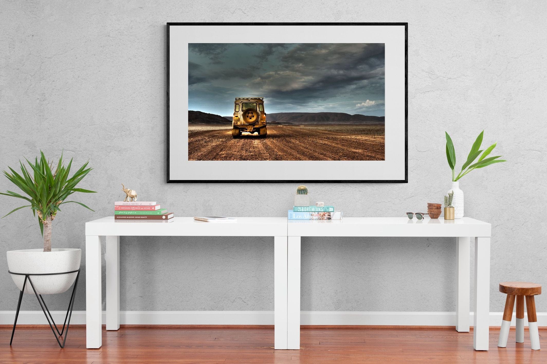 Desert Road Defender-Wall_Art-150 x 100cm-Framed Print-Black-Pixalot