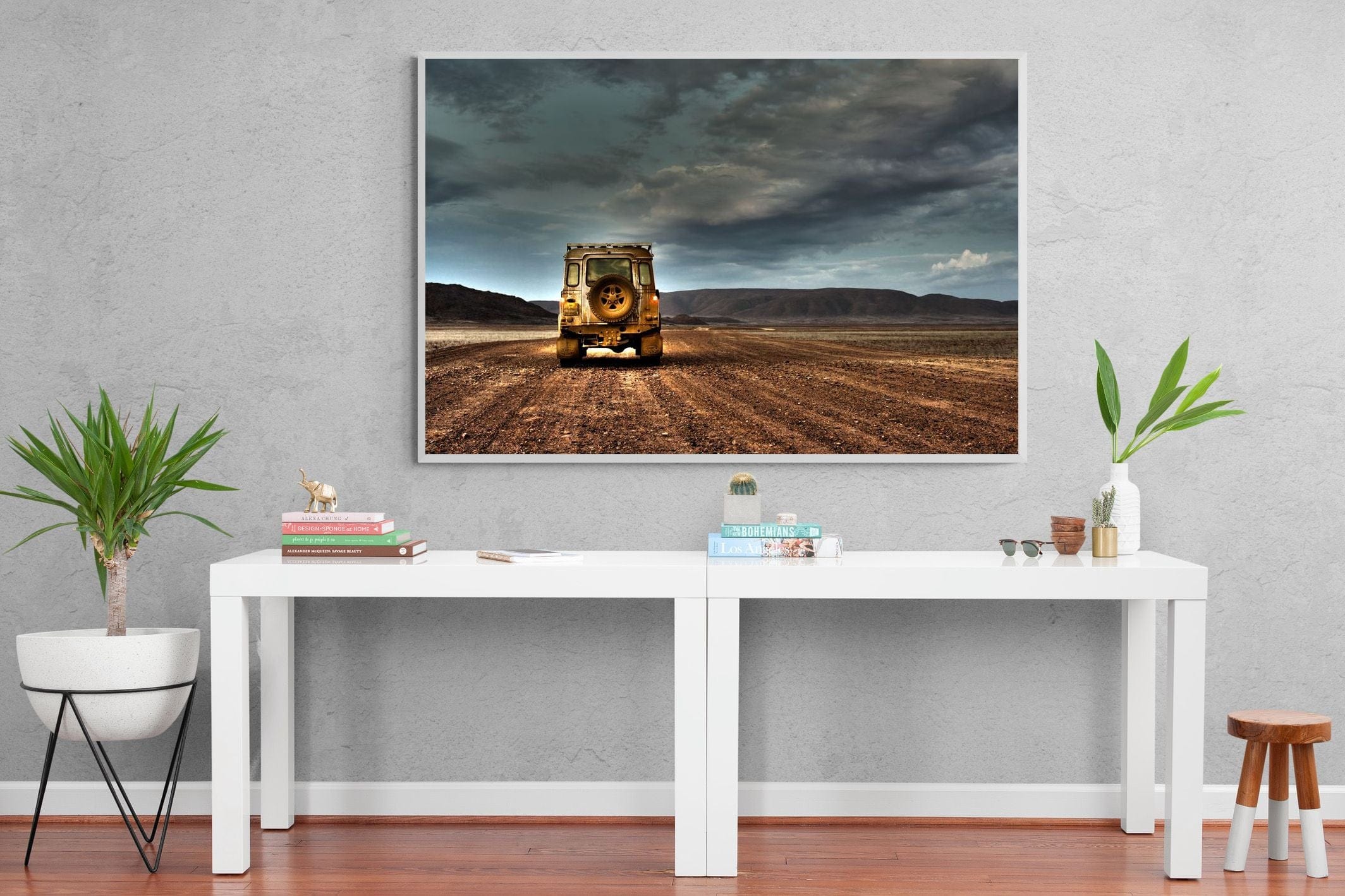 Desert Road Defender-Wall_Art-150 x 100cm-Mounted Canvas-White-Pixalot