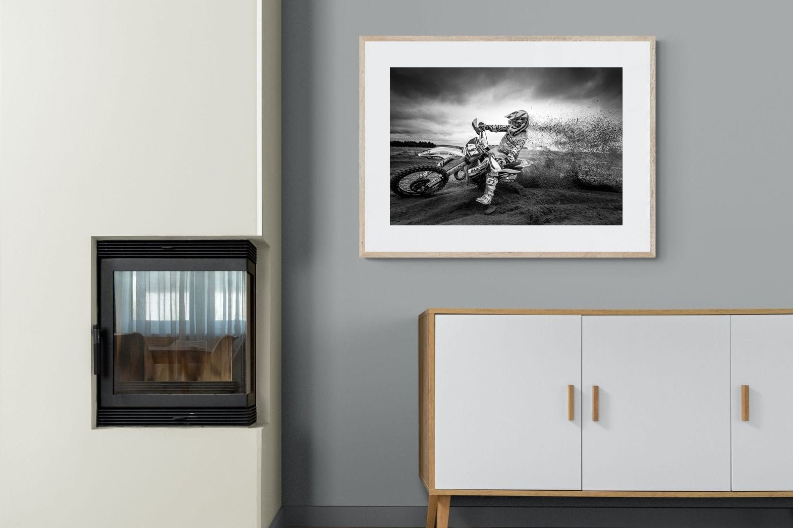 Dirt Bike-Wall_Art-100 x 75cm-Framed Print-Wood-Pixalot