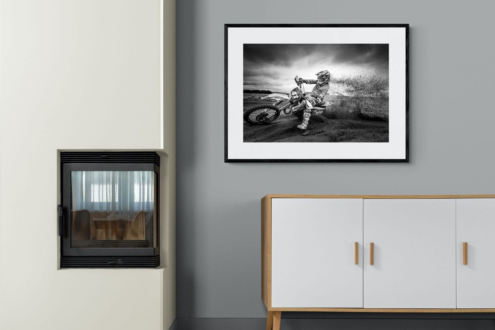 Dirt Bike-Wall_Art-100 x 75cm-Framed Print-Black-Pixalot