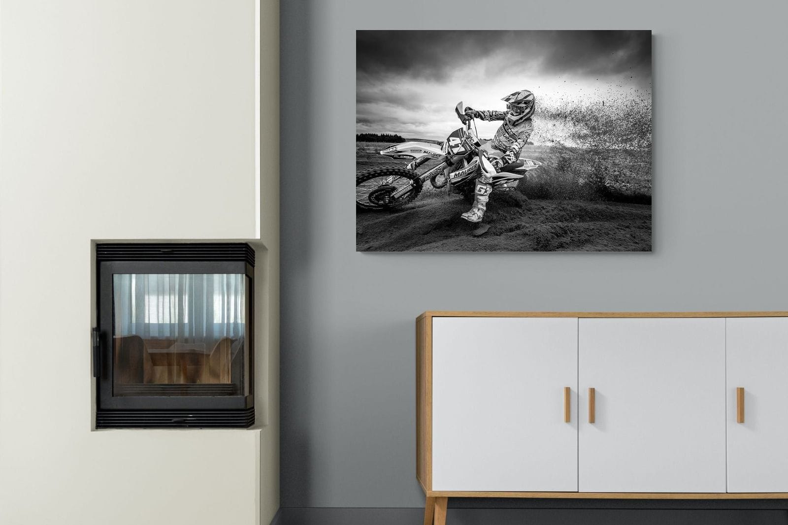 Dirt Bike-Wall_Art-100 x 75cm-Mounted Canvas-No Frame-Pixalot