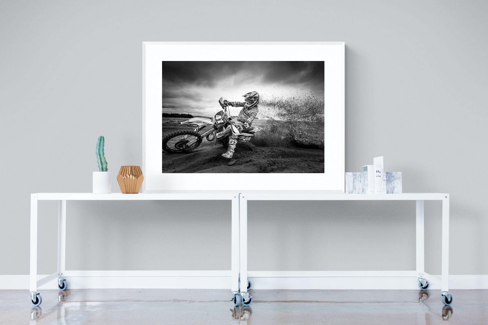 Dirt Bike-Wall_Art-120 x 90cm-Framed Print-White-Pixalot
