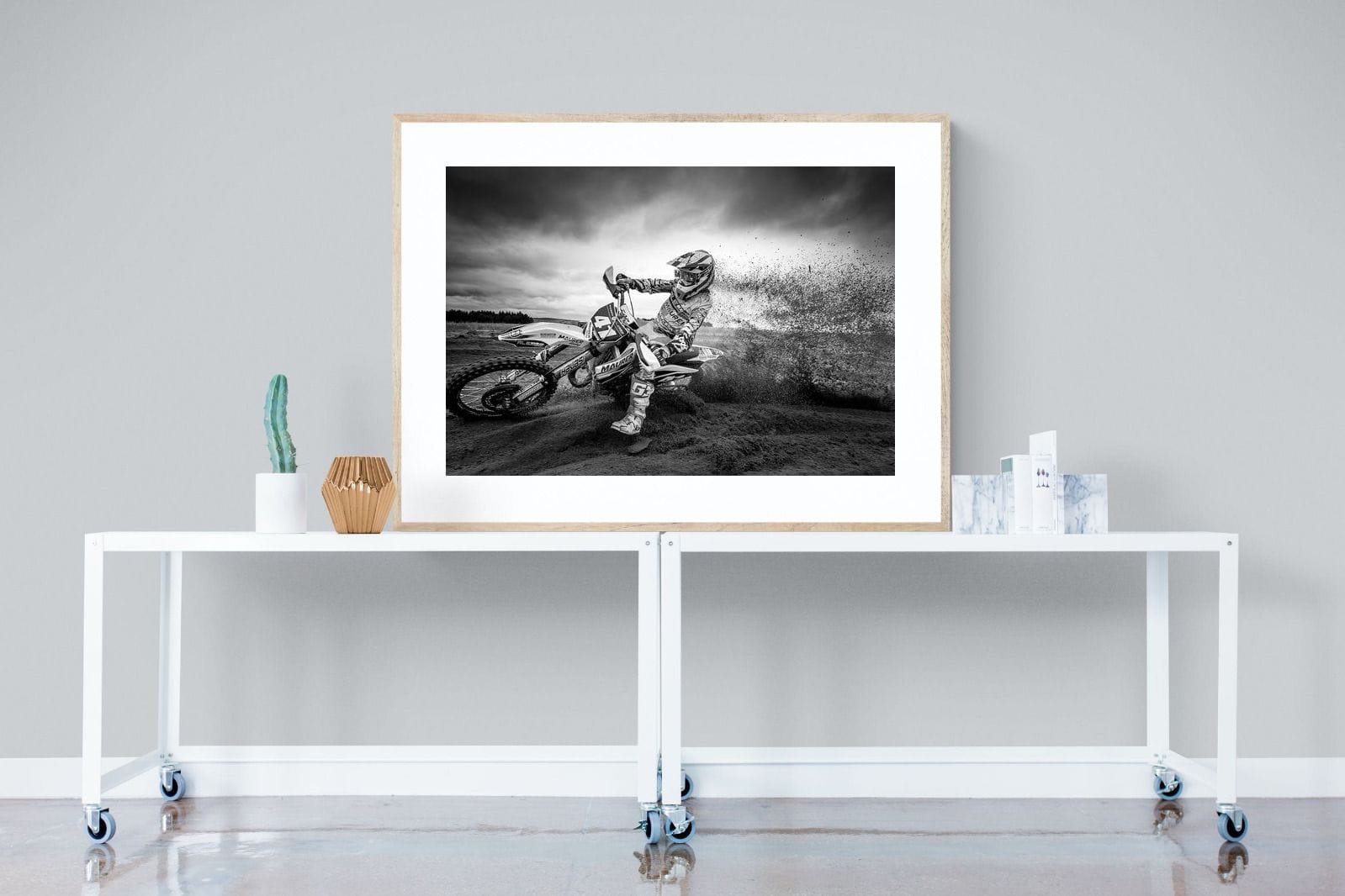 Dirt Bike-Wall_Art-120 x 90cm-Framed Print-Wood-Pixalot