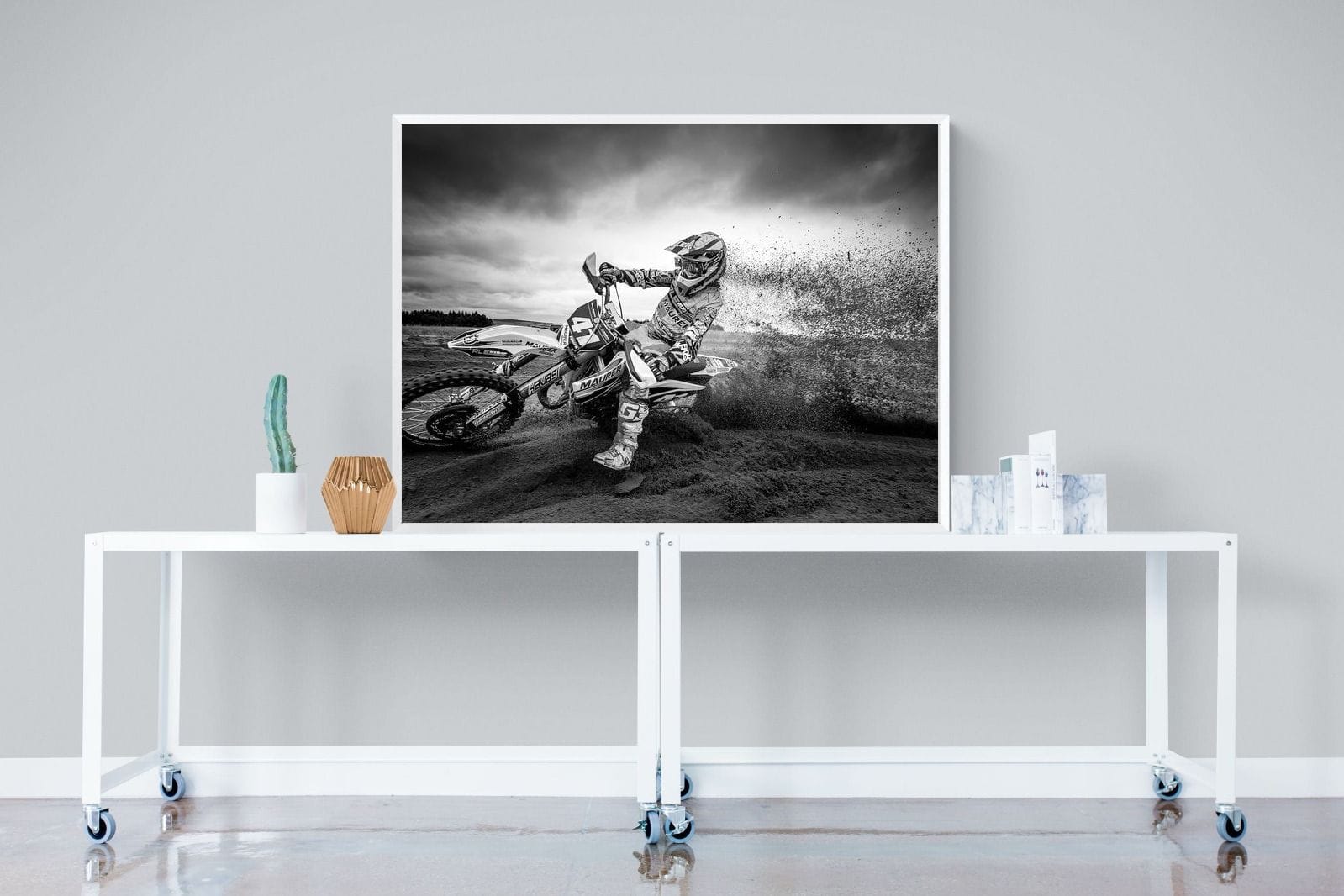 Dirt Bike-Wall_Art-120 x 90cm-Mounted Canvas-White-Pixalot