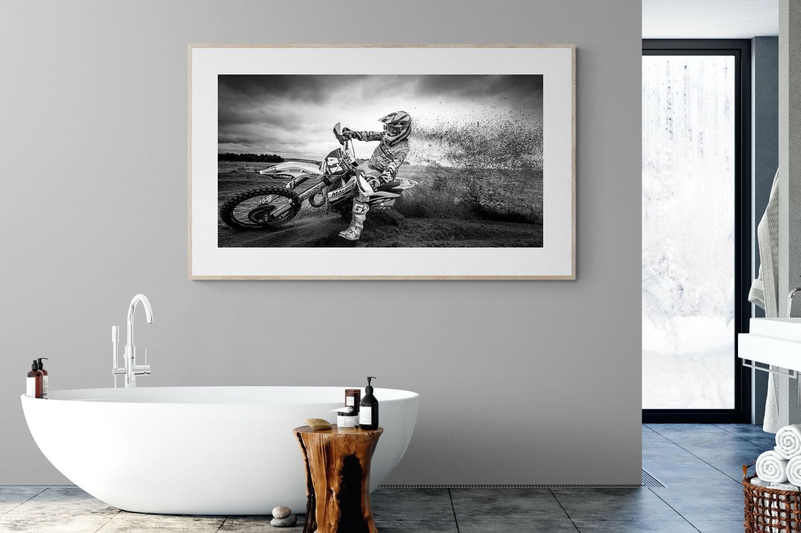 Dirt Bike-Wall_Art-180 x 110cm-Framed Print-Wood-Pixalot