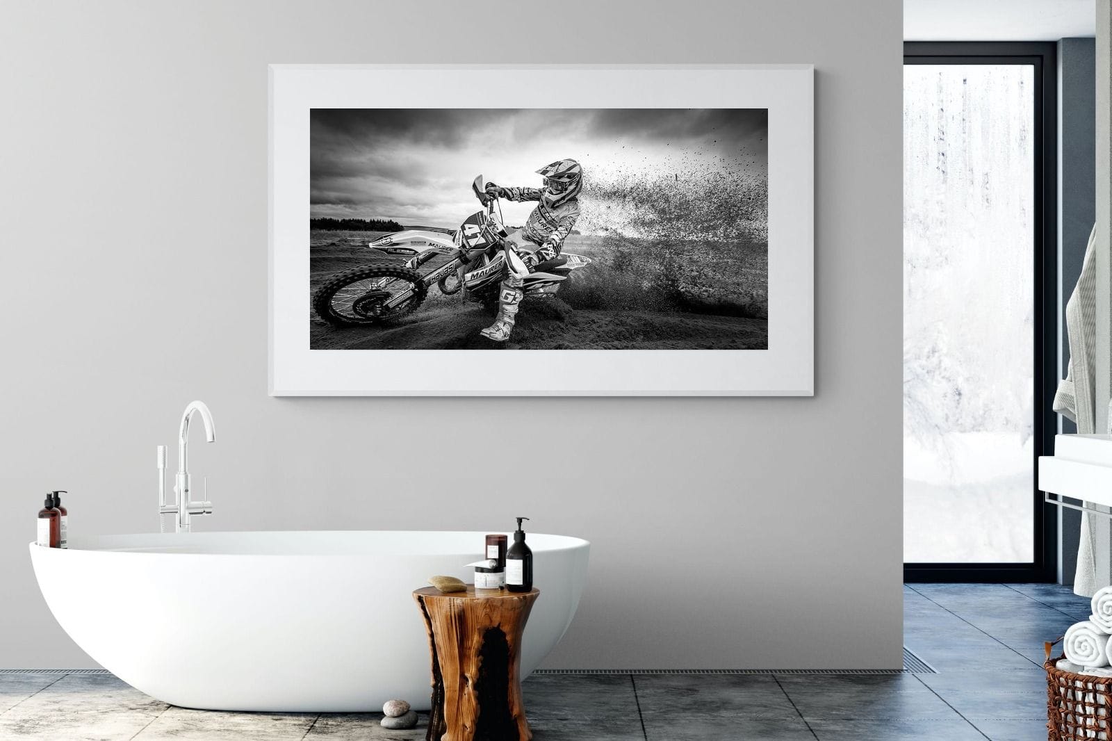 Dirt Bike-Wall_Art-180 x 110cm-Framed Print-White-Pixalot