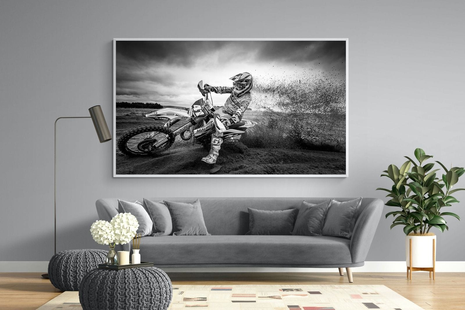 Dirt Bike-Wall_Art-220 x 130cm-Mounted Canvas-White-Pixalot