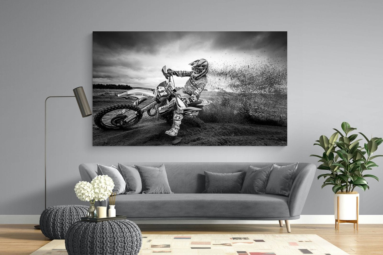 Dirt Bike-Wall_Art-220 x 130cm-Mounted Canvas-No Frame-Pixalot