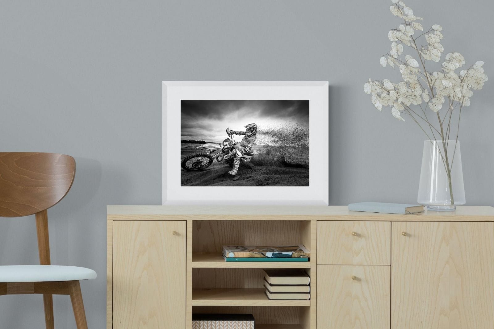 Dirt Bike-Wall_Art-60 x 45cm-Framed Print-White-Pixalot