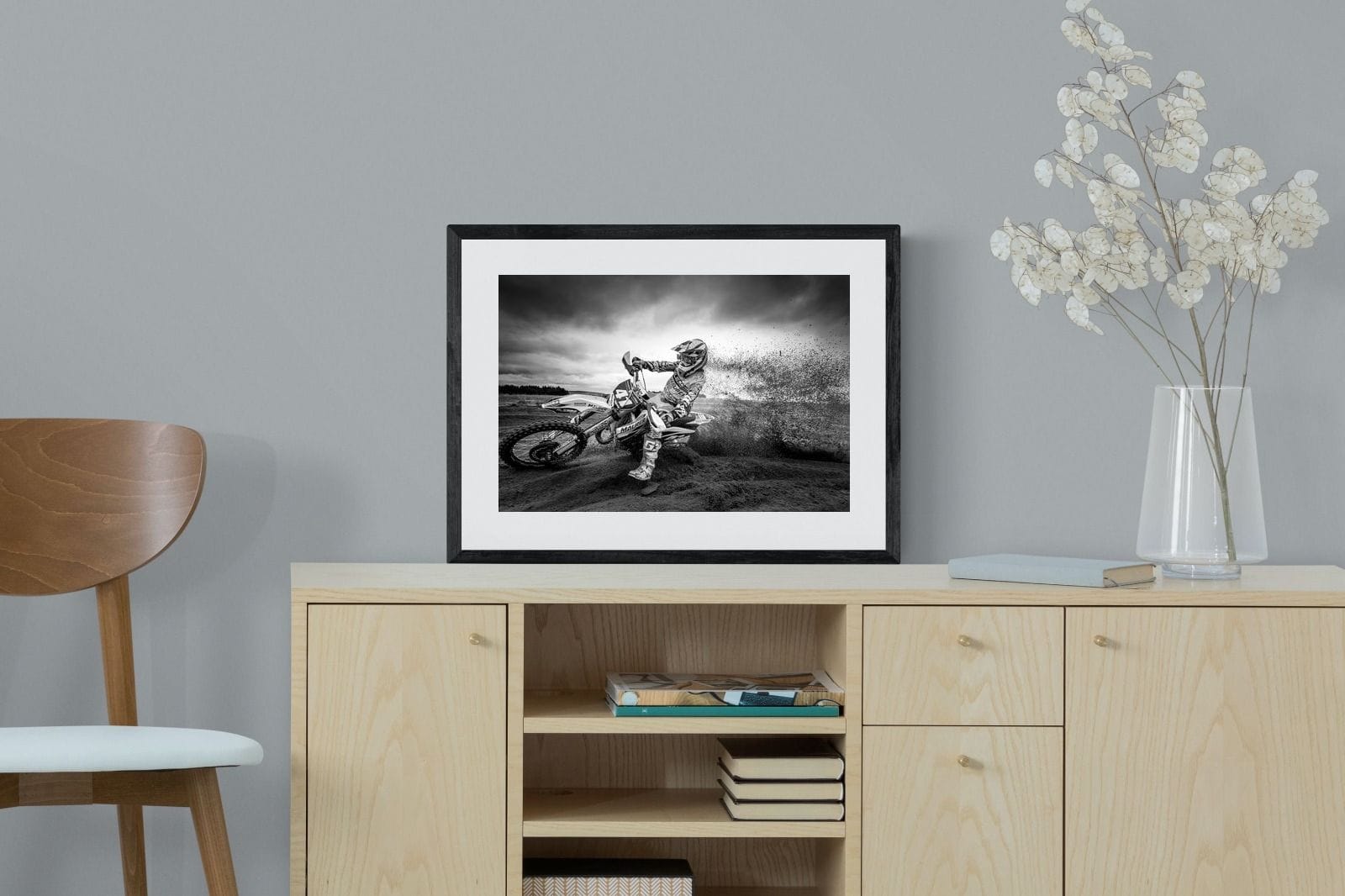 Dirt Bike-Wall_Art-60 x 45cm-Framed Print-Black-Pixalot