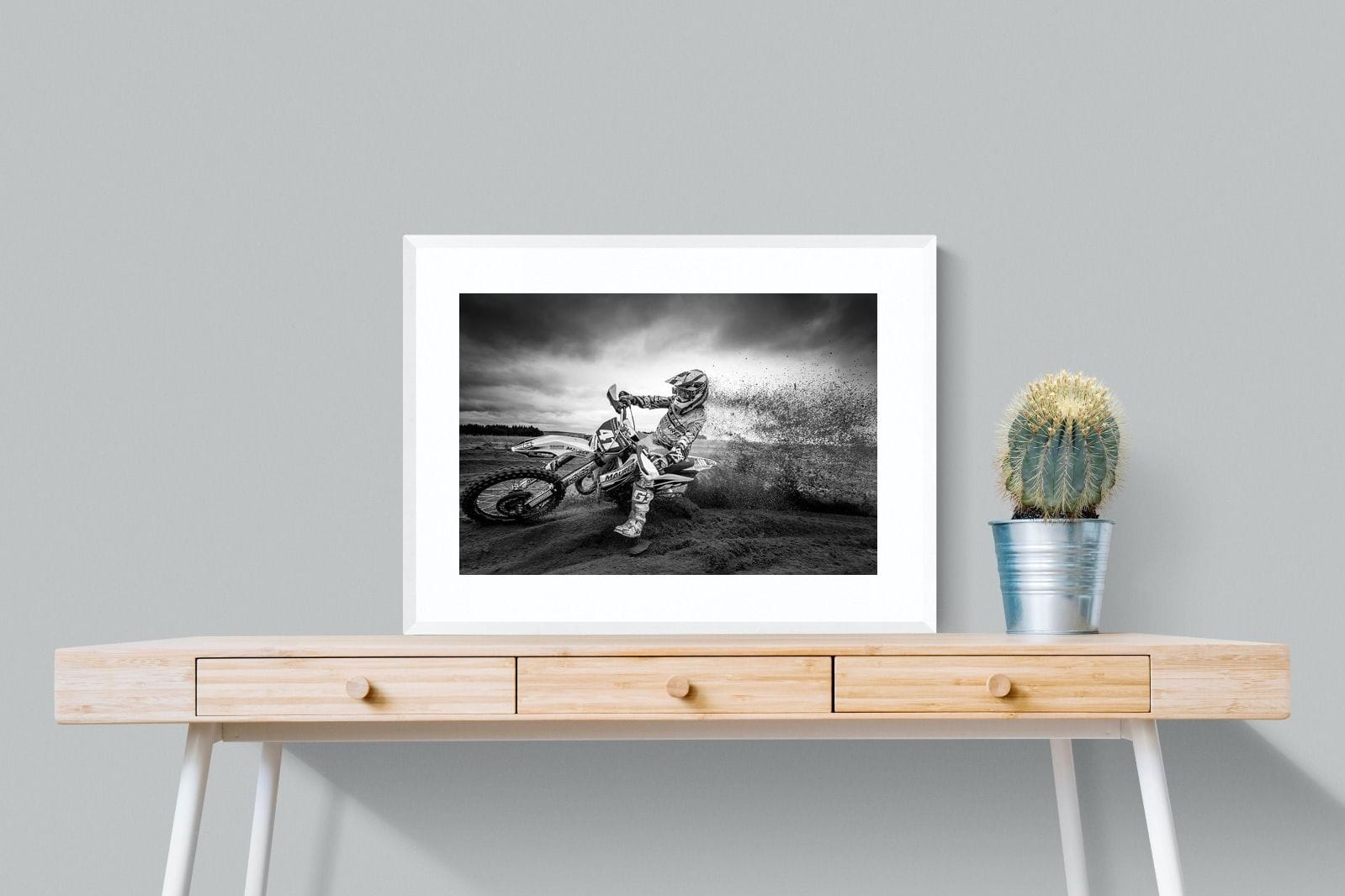 Dirt Bike-Wall_Art-80 x 60cm-Framed Print-White-Pixalot