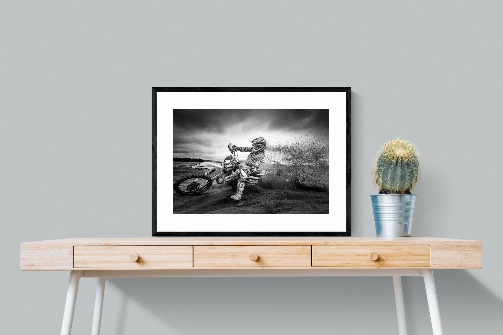 Dirt Bike-Wall_Art-80 x 60cm-Framed Print-Black-Pixalot