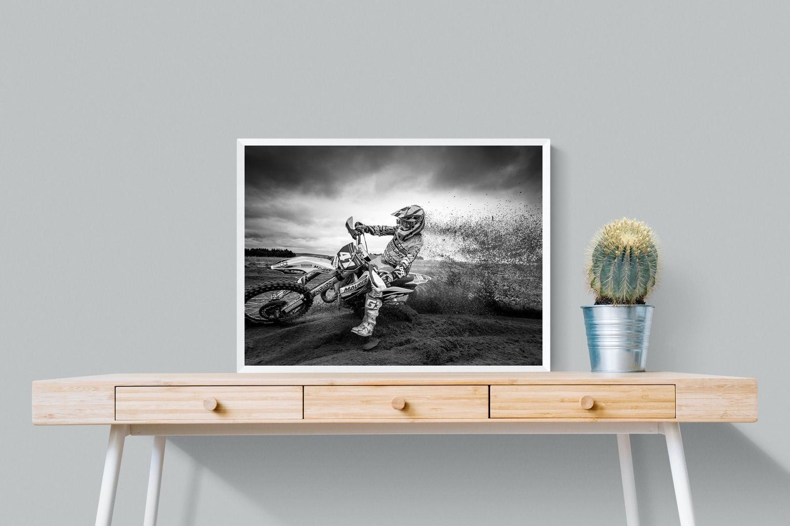 Dirt Bike-Wall_Art-80 x 60cm-Mounted Canvas-White-Pixalot