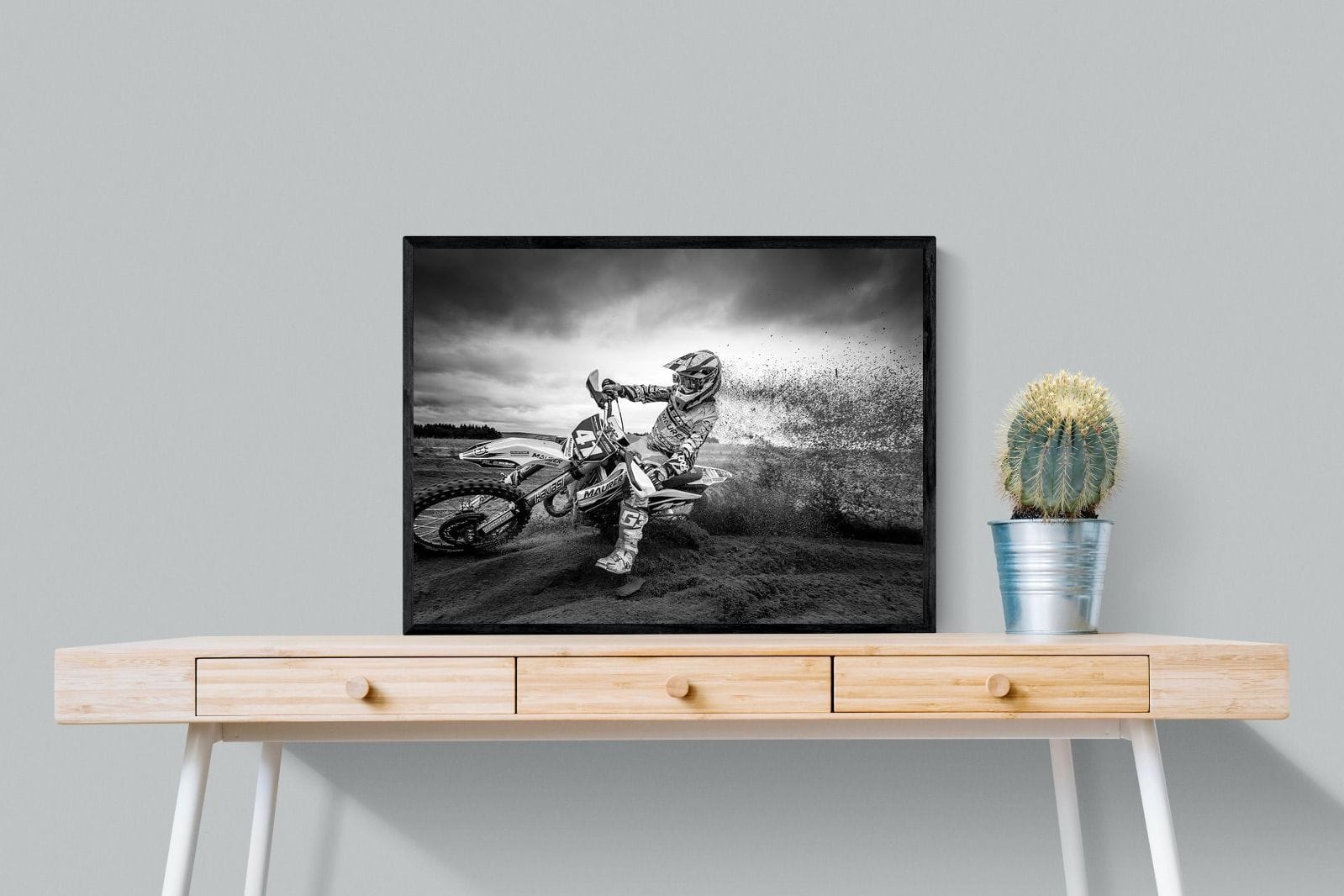Dirt Bike-Wall_Art-80 x 60cm-Mounted Canvas-Black-Pixalot