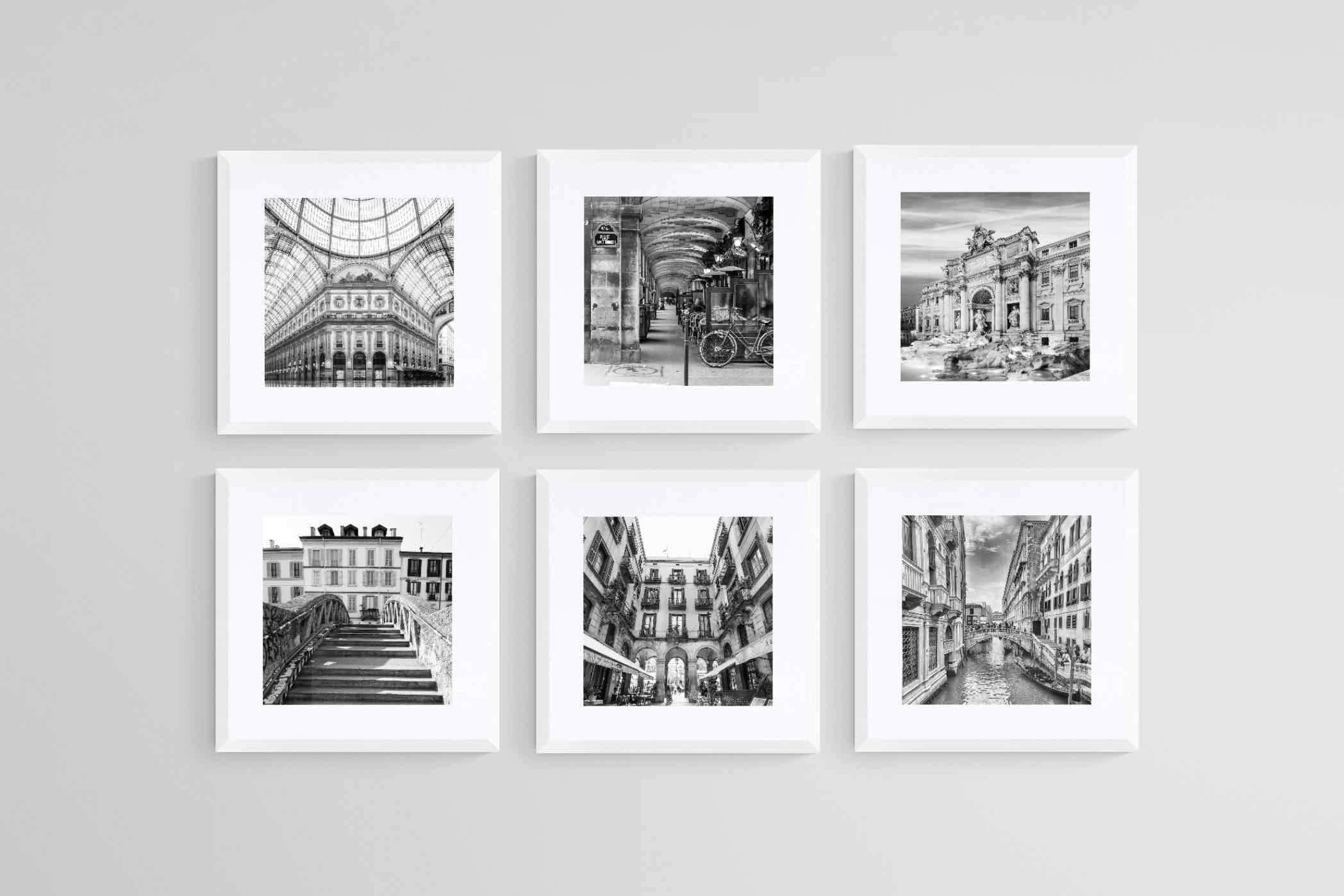 Elegant Europe Set-Wall_Art-30 x 30cm (x6)-Framed Print-White-Pixalot