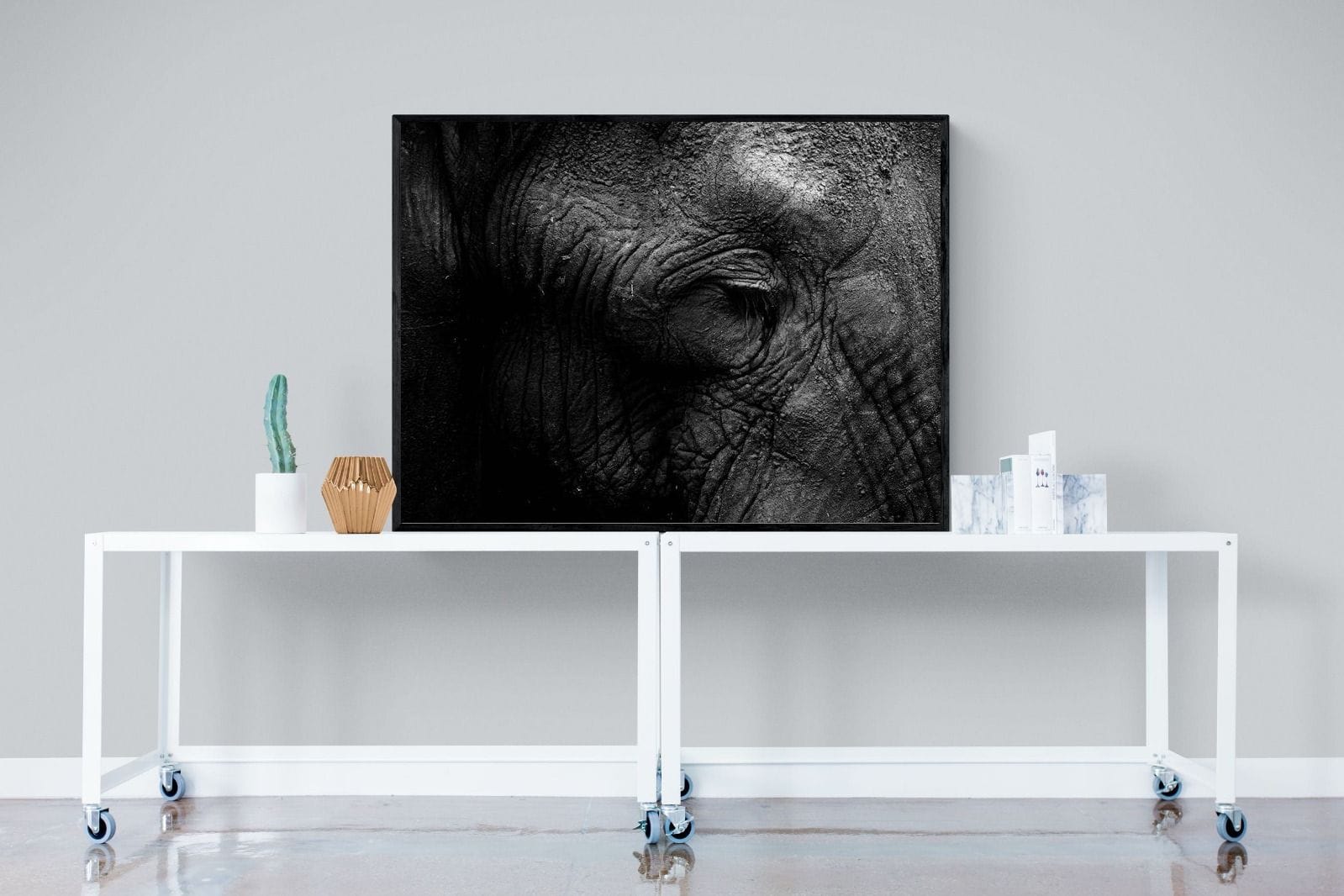 Elephant Skin-Wall_Art-120 x 90cm-Mounted Canvas-Black-Pixalot