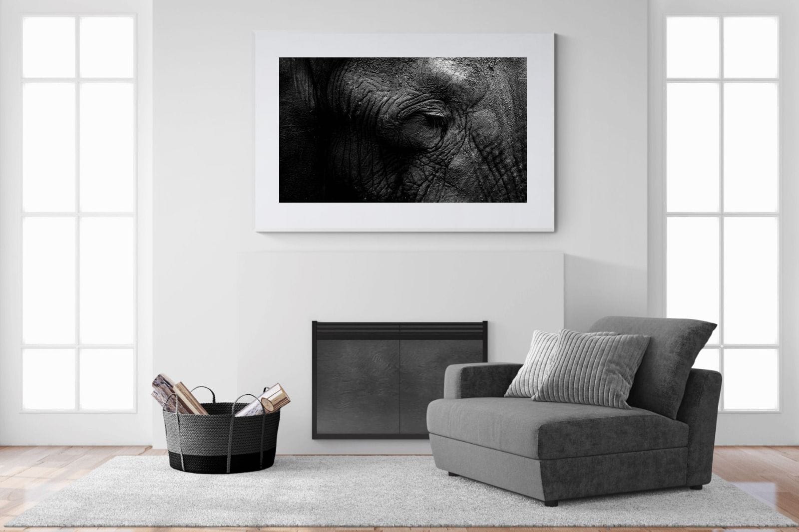 Elephant Skin-Wall_Art-150 x 100cm-Framed Print-White-Pixalot