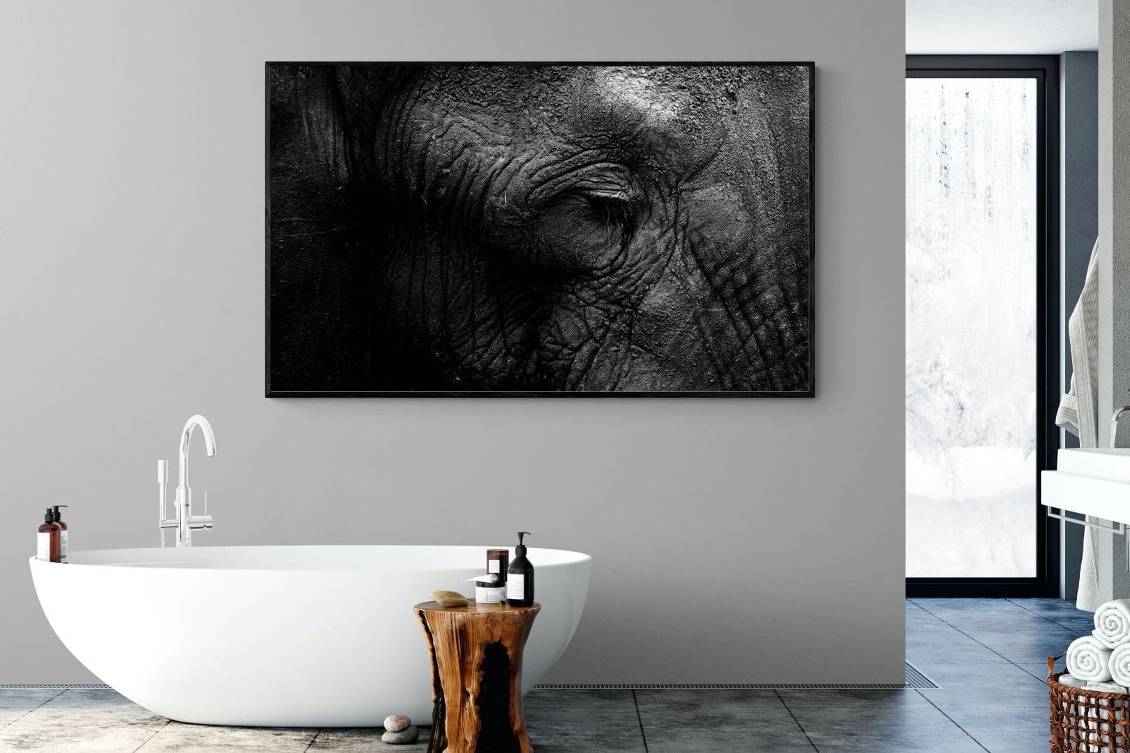 Elephant Skin-Wall_Art-180 x 110cm-Mounted Canvas-Black-Pixalot