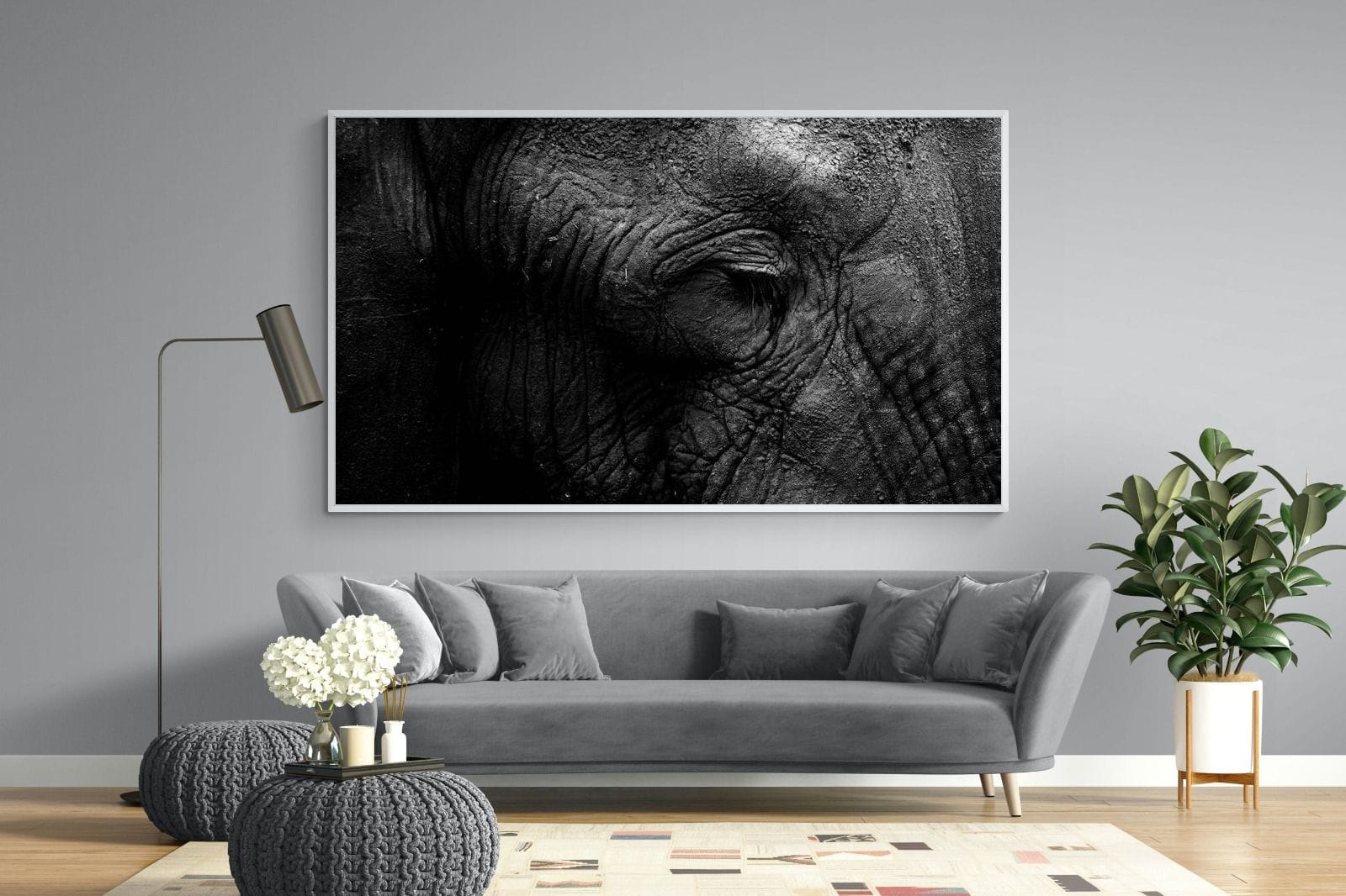 Elephant Skin-Wall_Art-220 x 130cm-Mounted Canvas-White-Pixalot