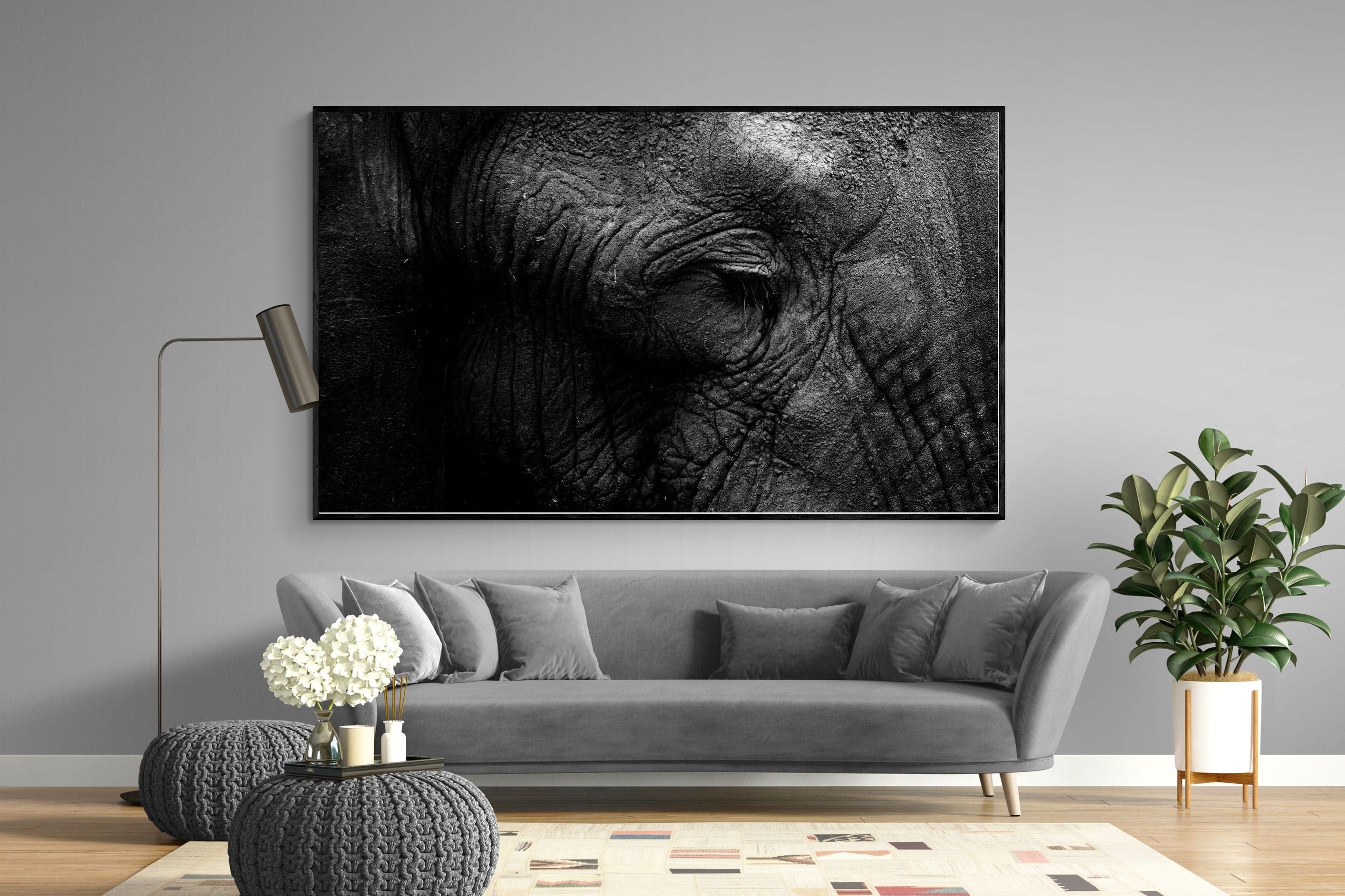 Elephant Skin-Wall_Art-220 x 130cm-Mounted Canvas-Black-Pixalot