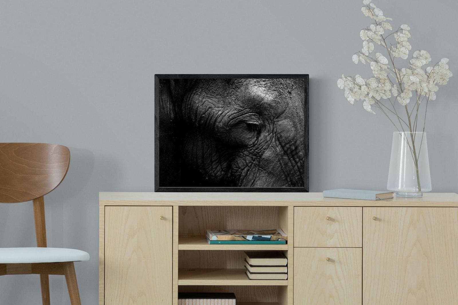 Elephant Skin-Wall_Art-60 x 45cm-Mounted Canvas-Black-Pixalot