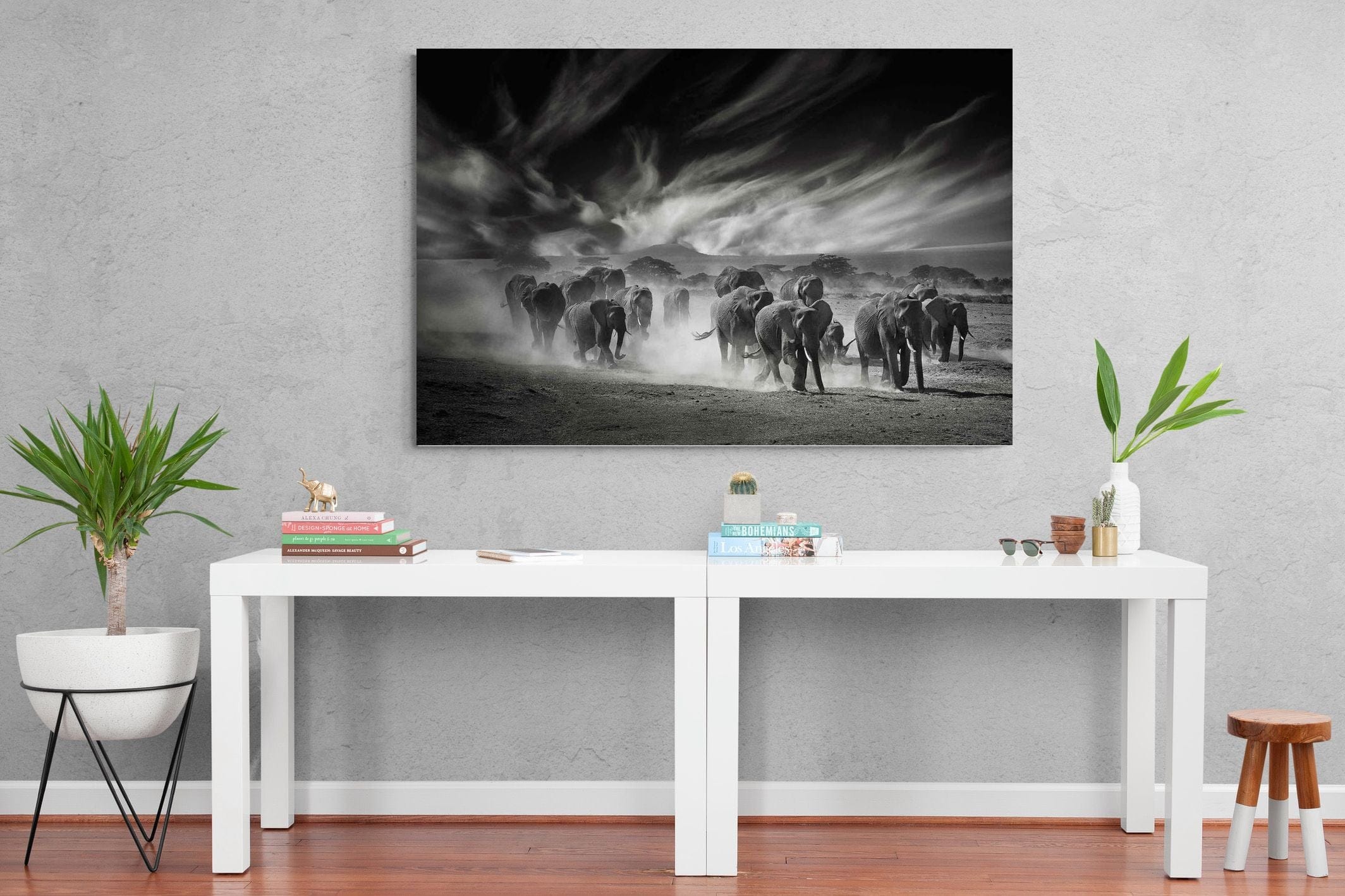 Etosha Elephants-Wall_Art-150 x 100cm-Mounted Canvas-No Frame-Pixalot