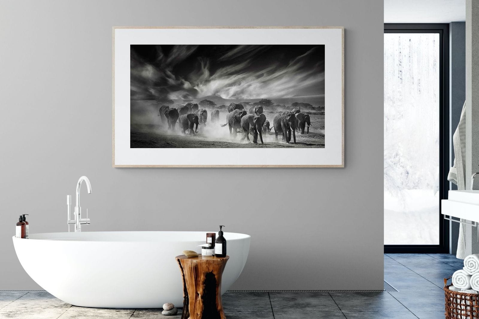 Etosha Elephants-Wall_Art-180 x 110cm-Framed Print-Wood-Pixalot