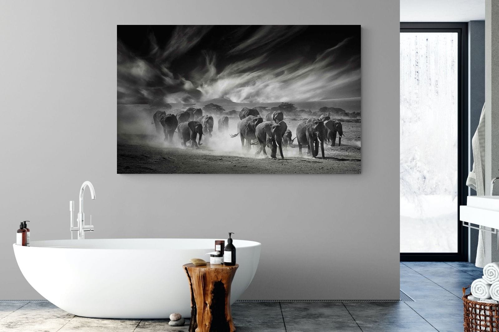 Etosha Elephants-Wall_Art-180 x 110cm-Mounted Canvas-No Frame-Pixalot