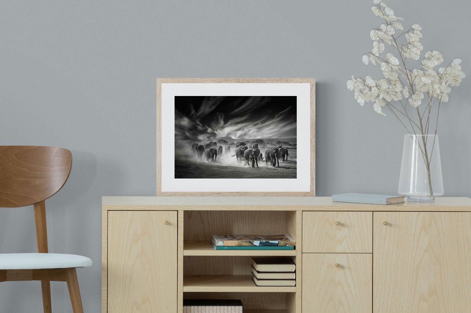 Etosha Elephants-Wall_Art-60 x 45cm-Framed Print-Wood-Pixalot