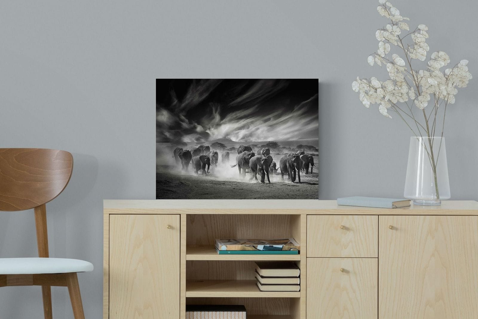 Etosha Elephants-Wall_Art-60 x 45cm-Mounted Canvas-No Frame-Pixalot