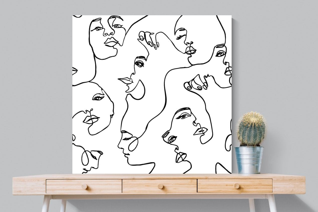Faces of Fashion-Wall_Art-100 x 100cm-Mounted Canvas-No Frame-Pixalot