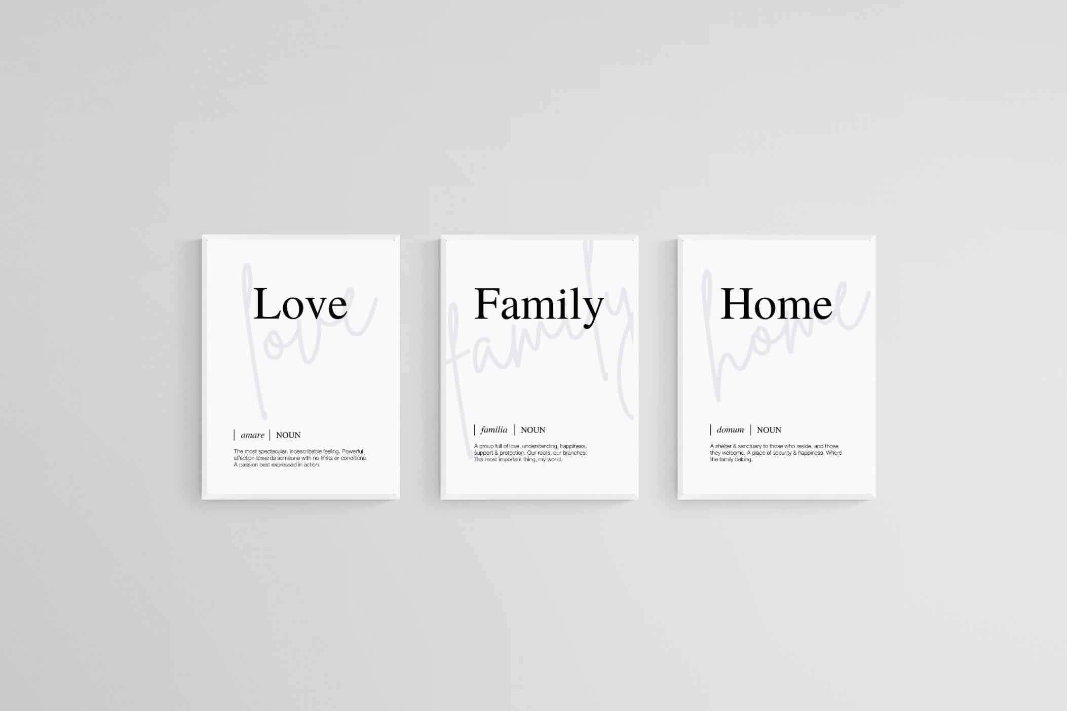 Family, Love, Home-Wall_Art-45 x 60cm (x3)-Framed Print-White-Pixalot