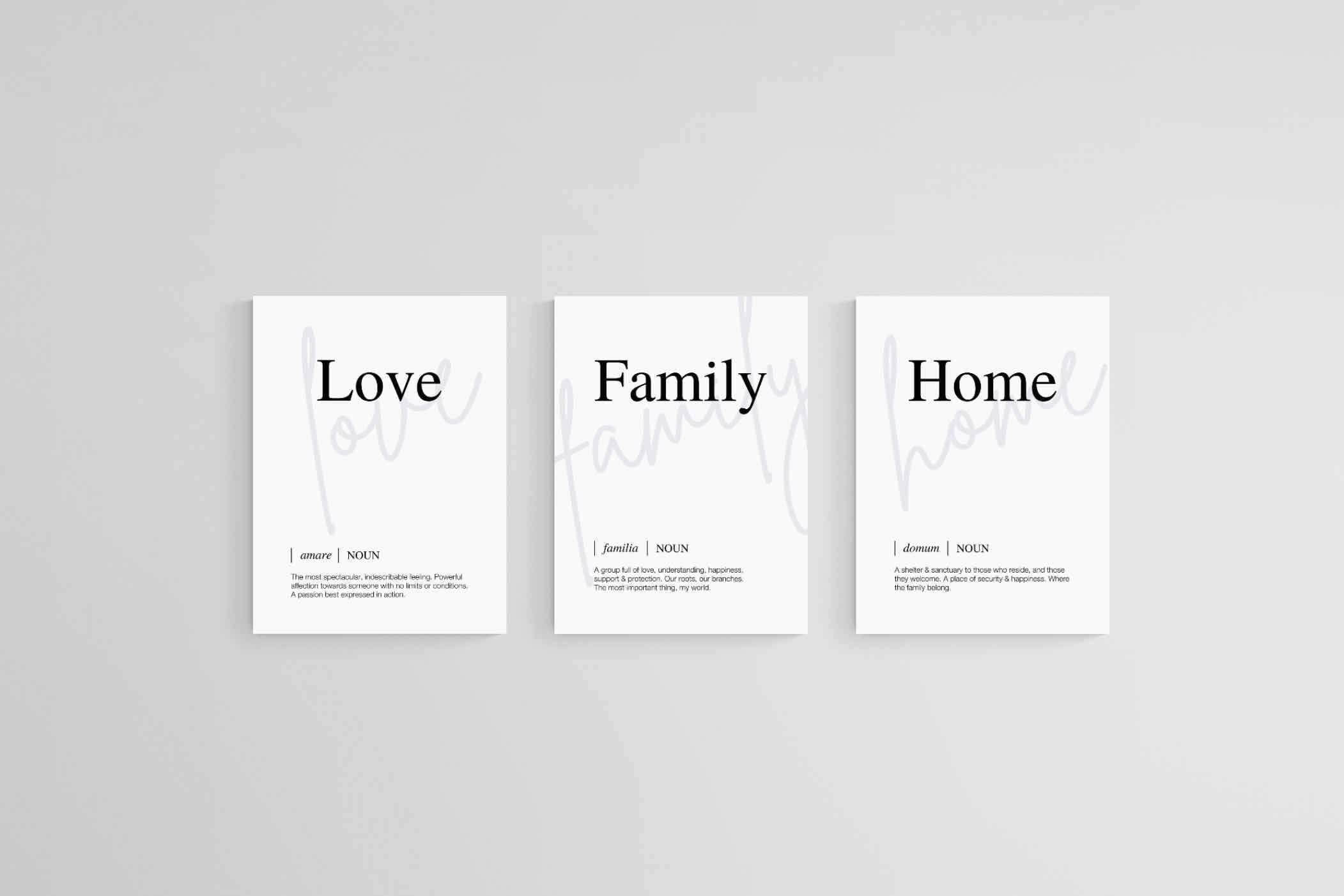 Family, Love, Home-Wall_Art-45 x 60cm (x3)-Mounted Canvas-No Frame-Pixalot
