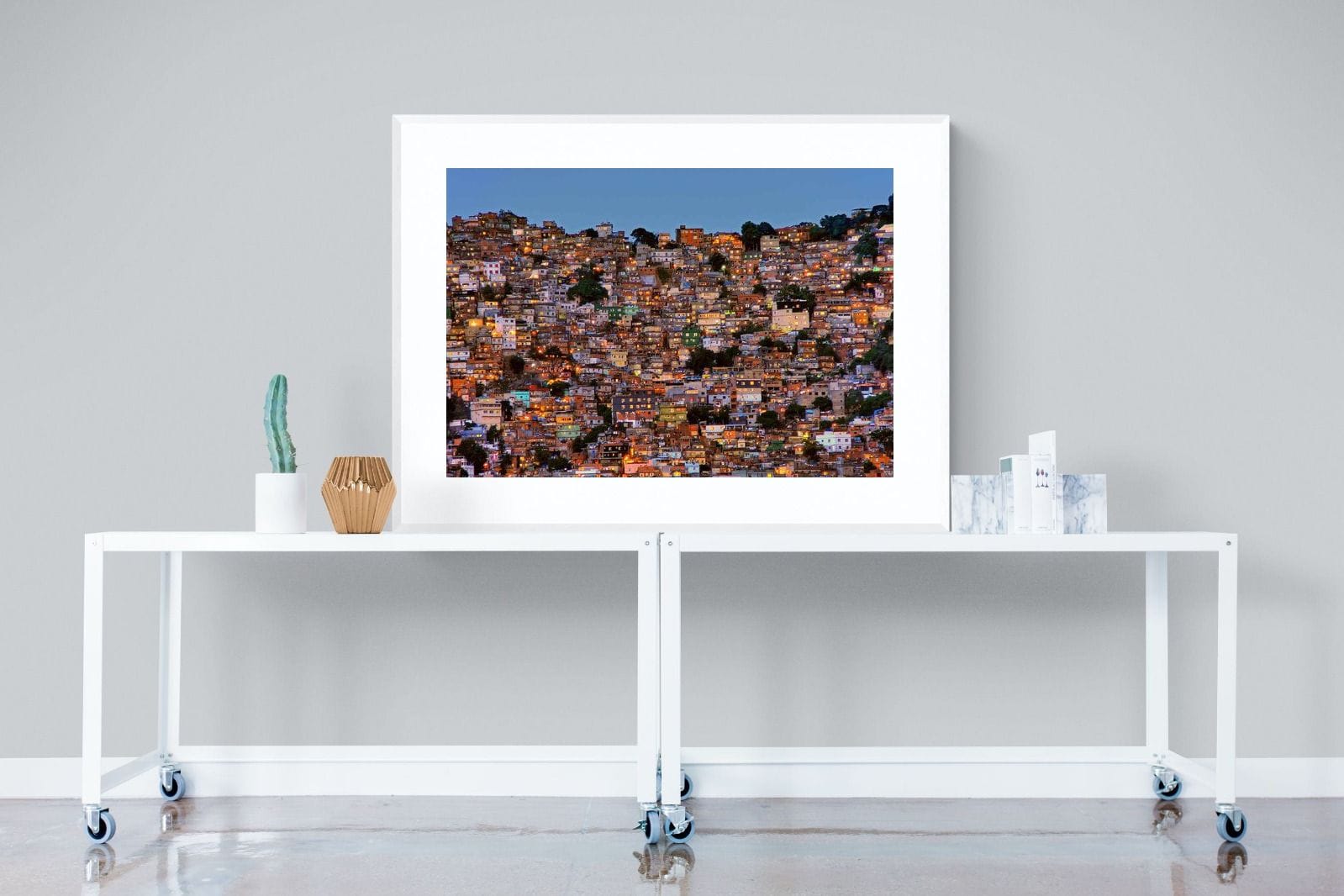Favela da Rocinha-Wall_Art-120 x 90cm-Framed Print-White-Pixalot