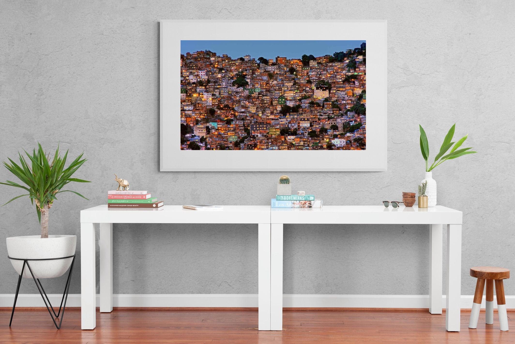 Favela da Rocinha-Wall_Art-150 x 100cm-Framed Print-White-Pixalot