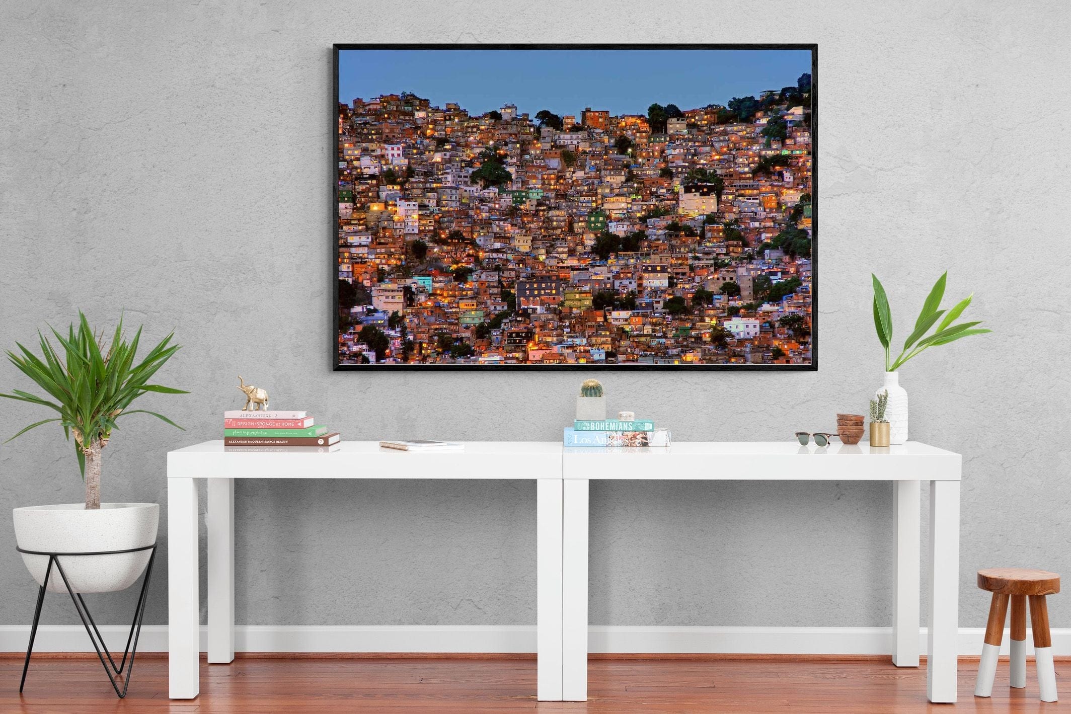 Favela da Rocinha-Wall_Art-150 x 100cm-Mounted Canvas-Black-Pixalot