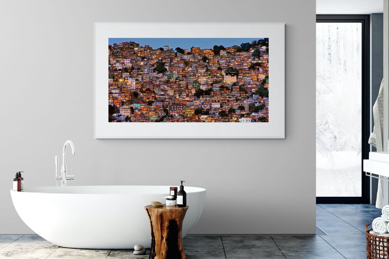 Favela da Rocinha-Wall_Art-180 x 110cm-Framed Print-White-Pixalot