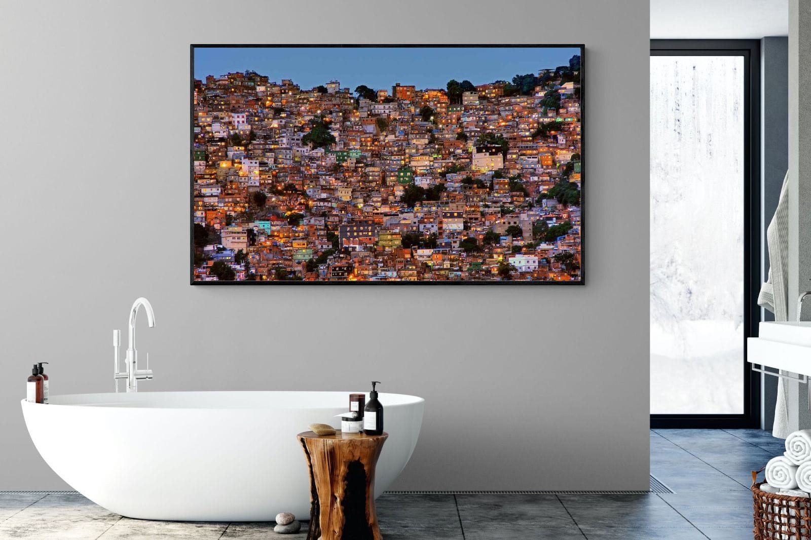 Favela da Rocinha-Wall_Art-180 x 110cm-Mounted Canvas-Black-Pixalot