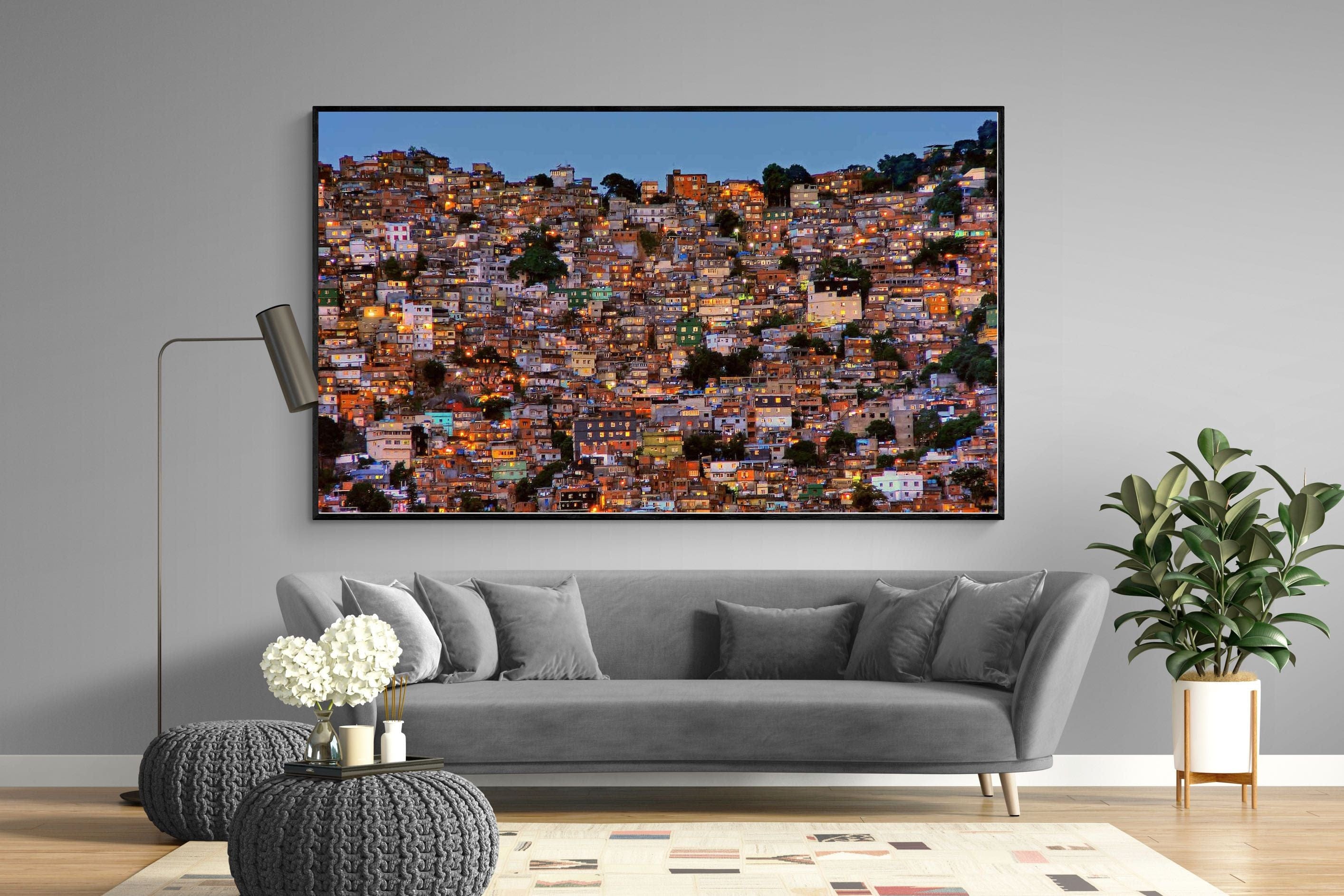 Favela da Rocinha-Wall_Art-220 x 130cm-Mounted Canvas-Black-Pixalot