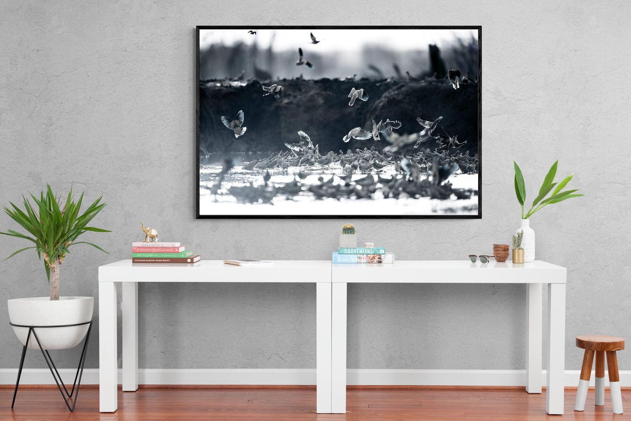 Fluttering Angels-Wall_Art-150 x 100cm-Mounted Canvas-Black-Pixalot